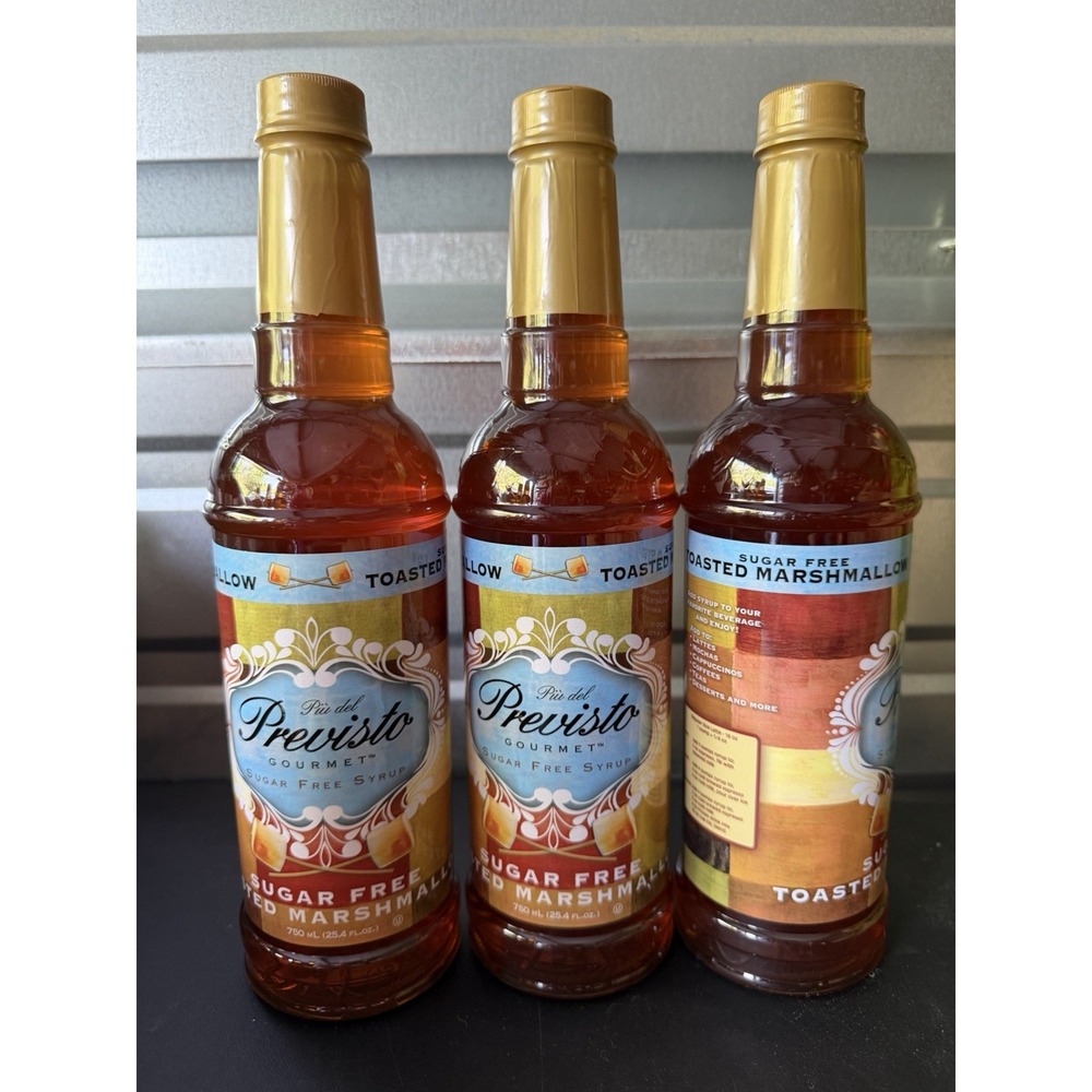 3 CT Pui Del Previsto Gourmet Sugar Free Syrup Toasted Marshmallow 25.4 oz New
